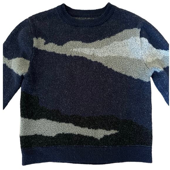 OAK + FORT Intarsia oversized sweater in blue & gray size XS - Picture 4 of 12